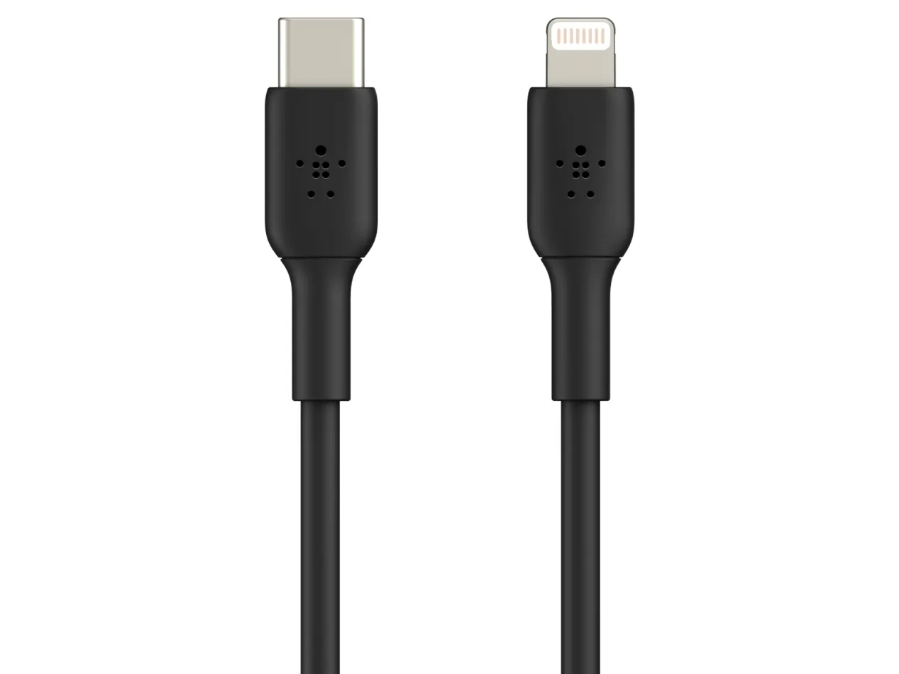 Belkin BoostCharge - Lightning-kabel - 24 pin USB-C han til Lightning han - 1 m - sort - USB Power Delivery (18 W)