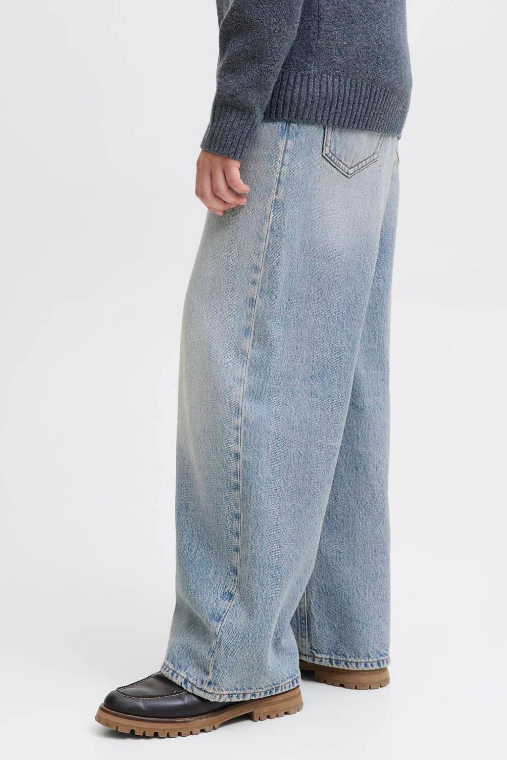 JACK & JONES JUNIOR high waist wide leg jeans light blue denim