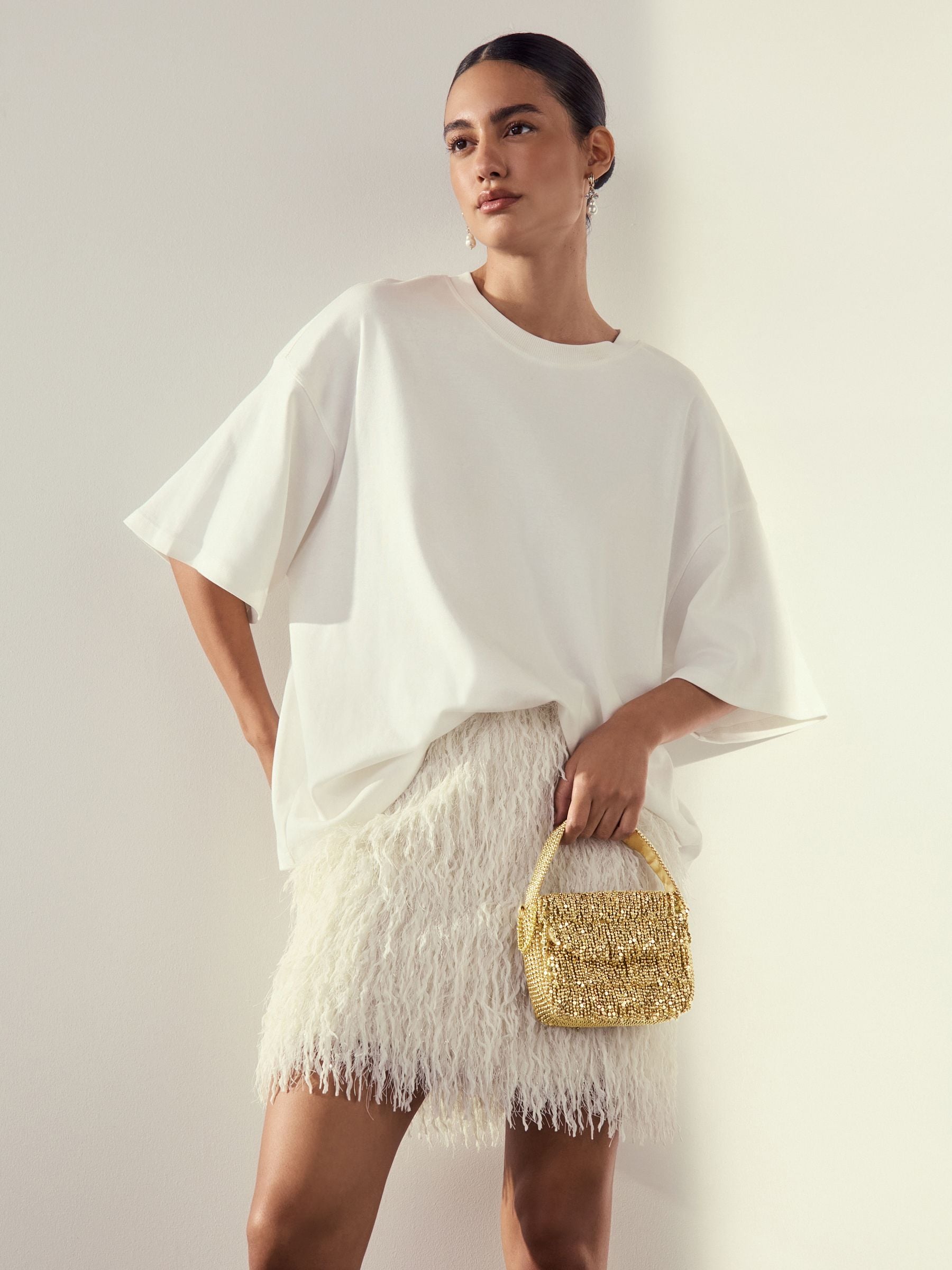Goud - Mini Sparkle Beaded Hand Held Bag