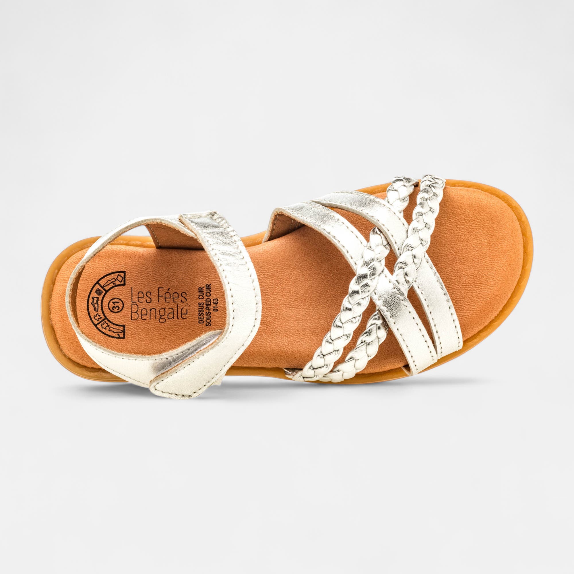 Nu-pieds Fille en cuir argent