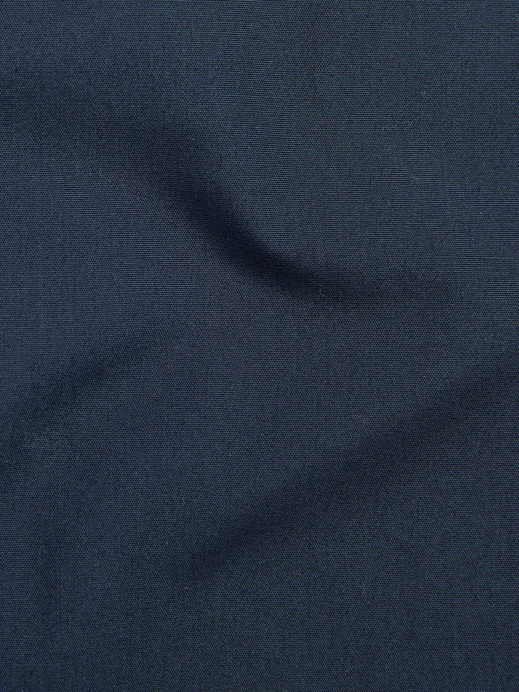 Marineblauw - Slim Fit - Strijkvrij net overhemd met enkele manchet