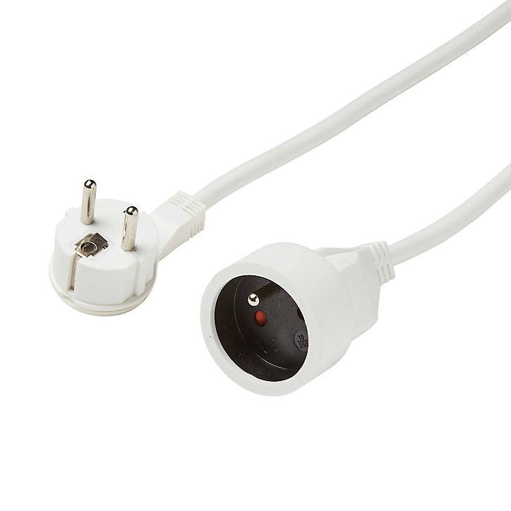 Rallonge intérieur H05VV-F Diall 3 x 1.5 mm² 3m + prise blanc