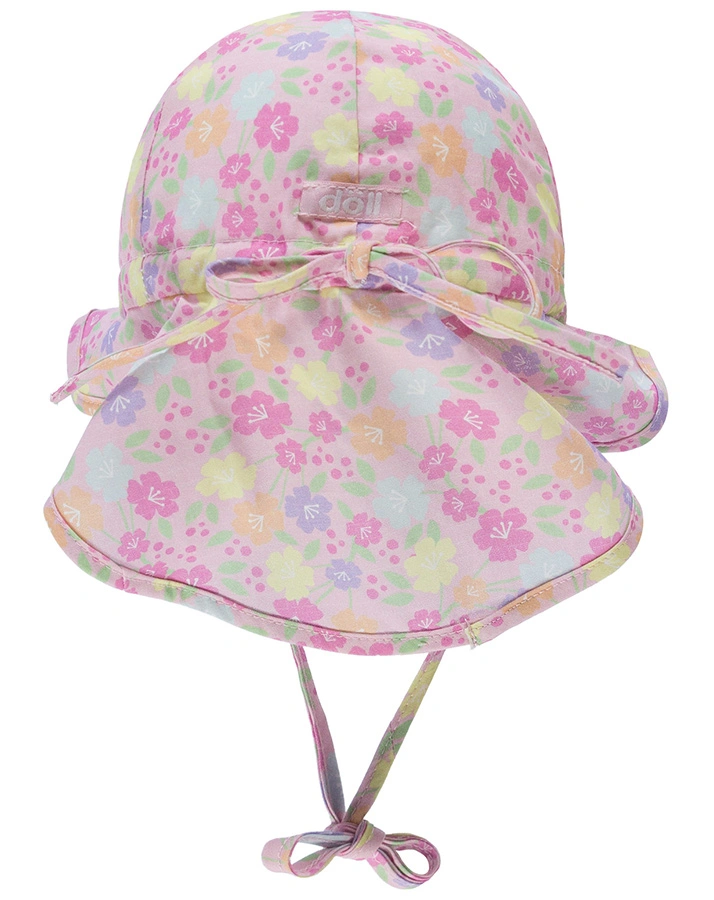 Sommerhut DREAMLAND – BLUMENWIESE mit Nackenschutz in rosa