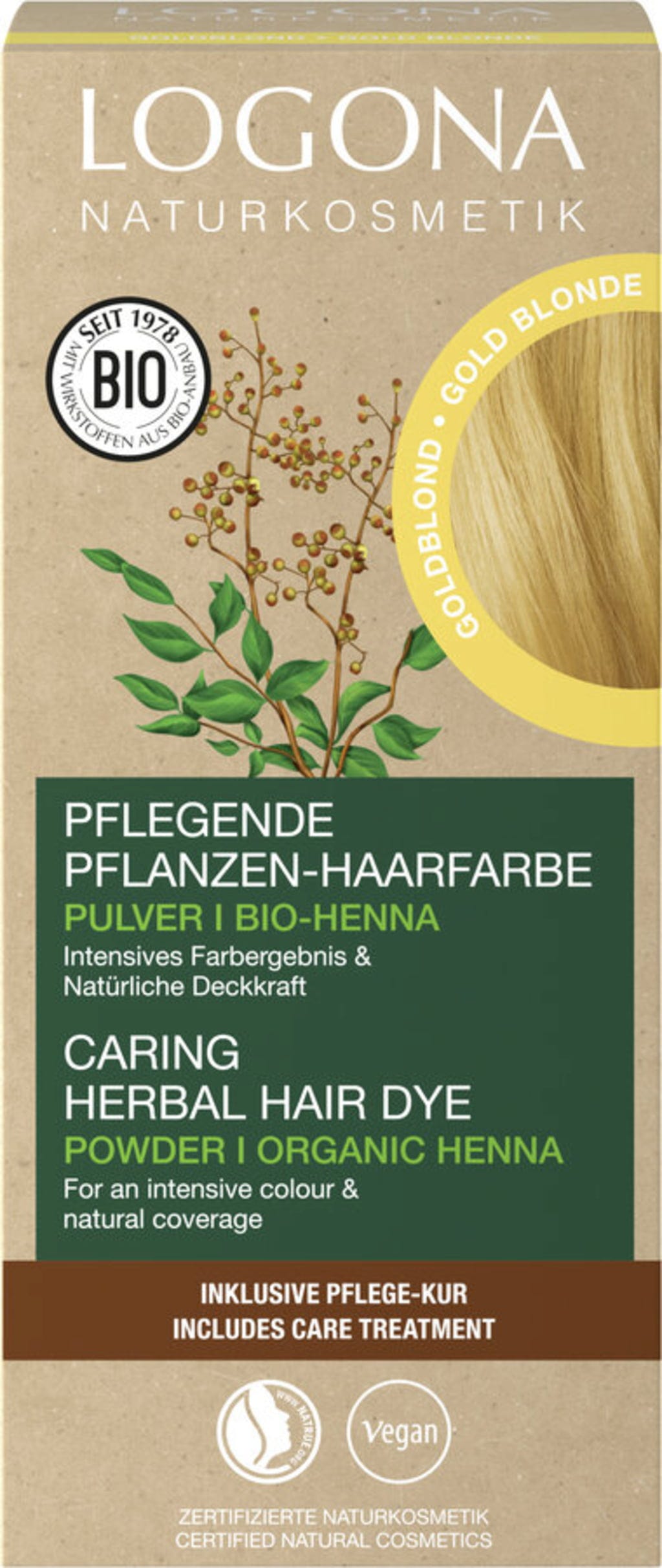 LOGONA  Pflanzen-Haarfarbe Pulver Goldblond, 100 g