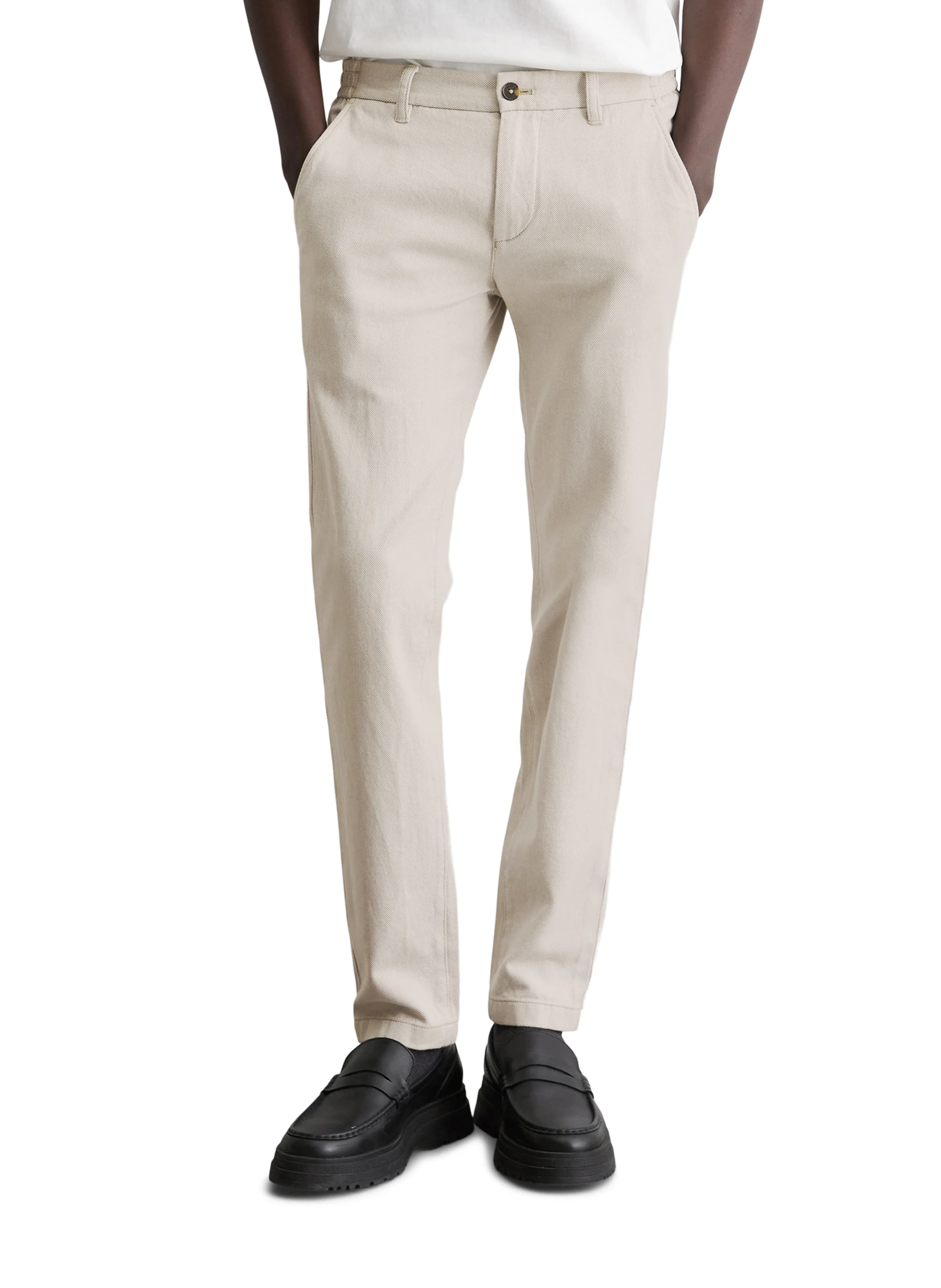 Pantalon chino en coton mélangé | Blanc