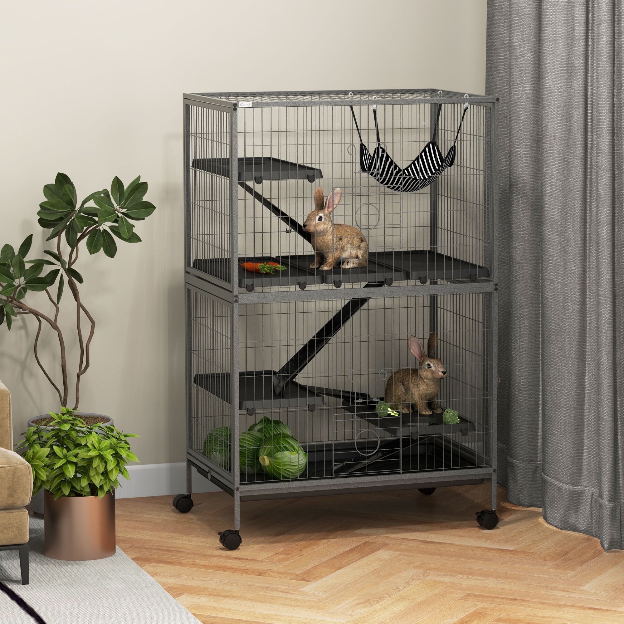 Gaiola cinza para animais PawHut