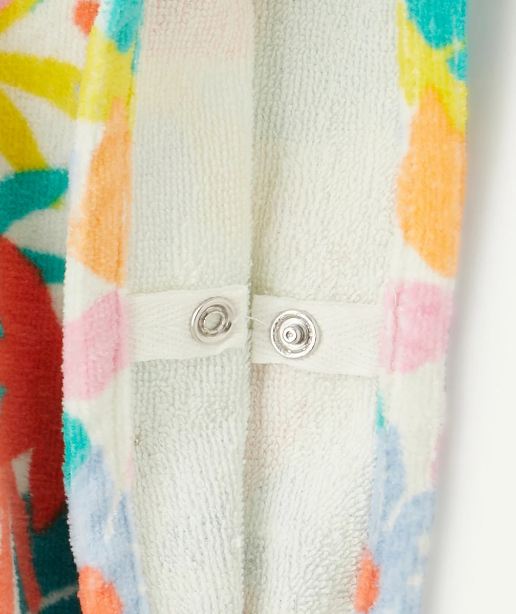 poncho à capuche bébé fille matière éponge imprimé fleurs