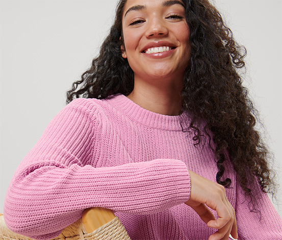 Grobstrickpullover, rosa