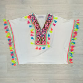 Colored tassels poncho (verzenddatum 27 feb)