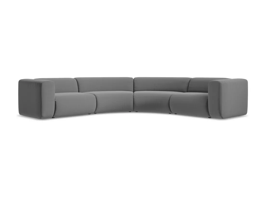 Canapé d'angle modulable en velours - gris - EKAHI