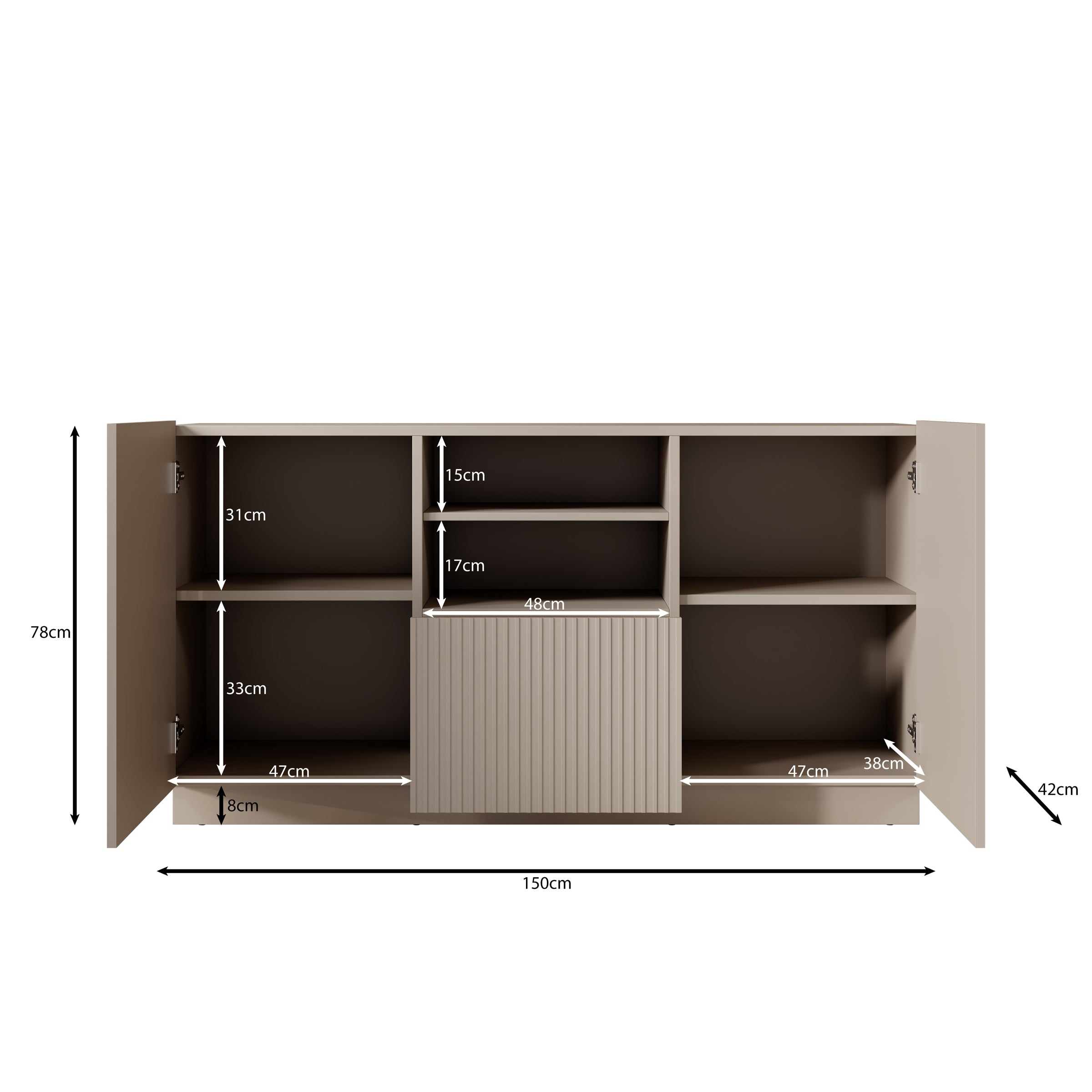 Lucera - Dressoir - Zwart - 150x42x78 cm