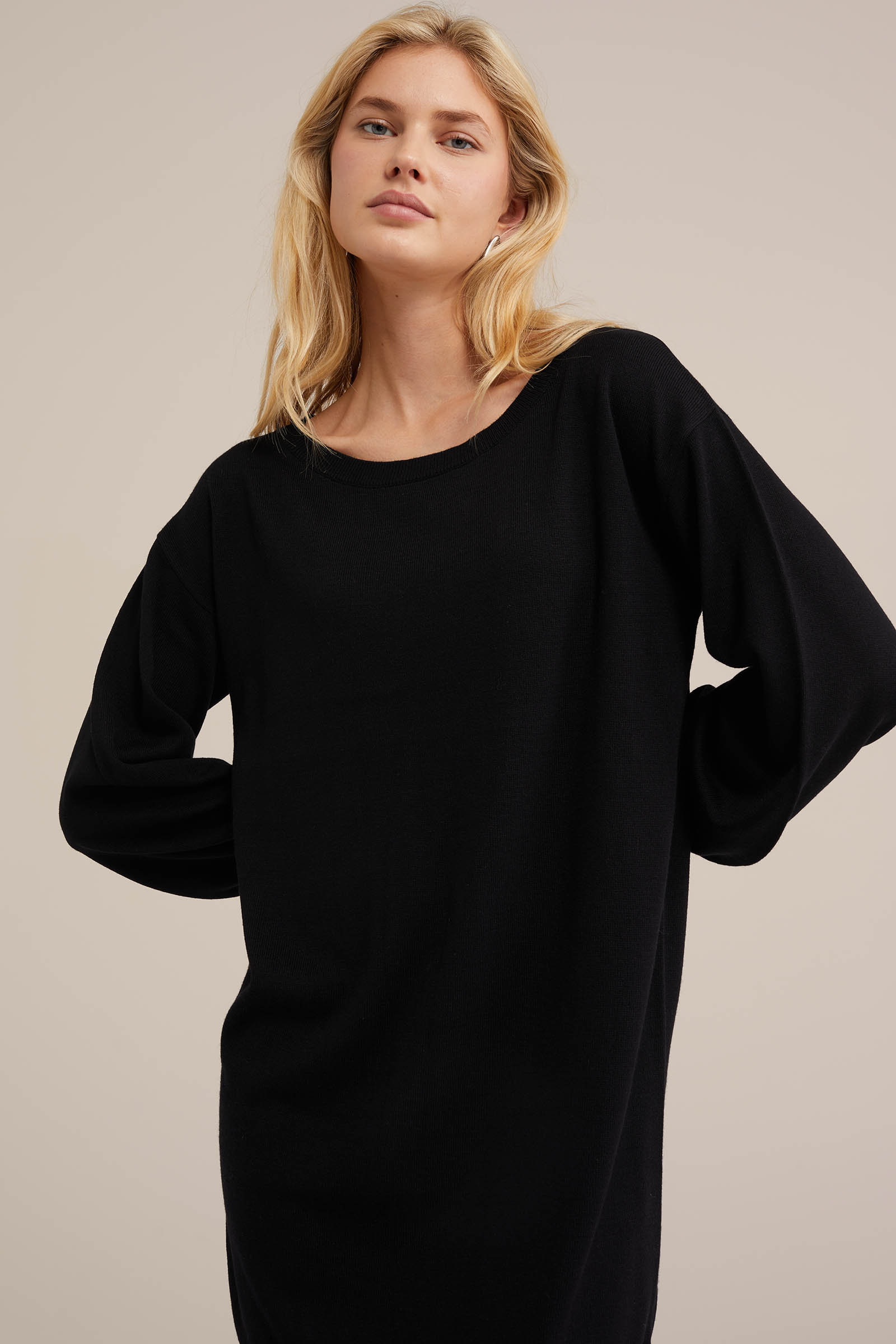 fijngebreide jurk WE Fashion Zwart