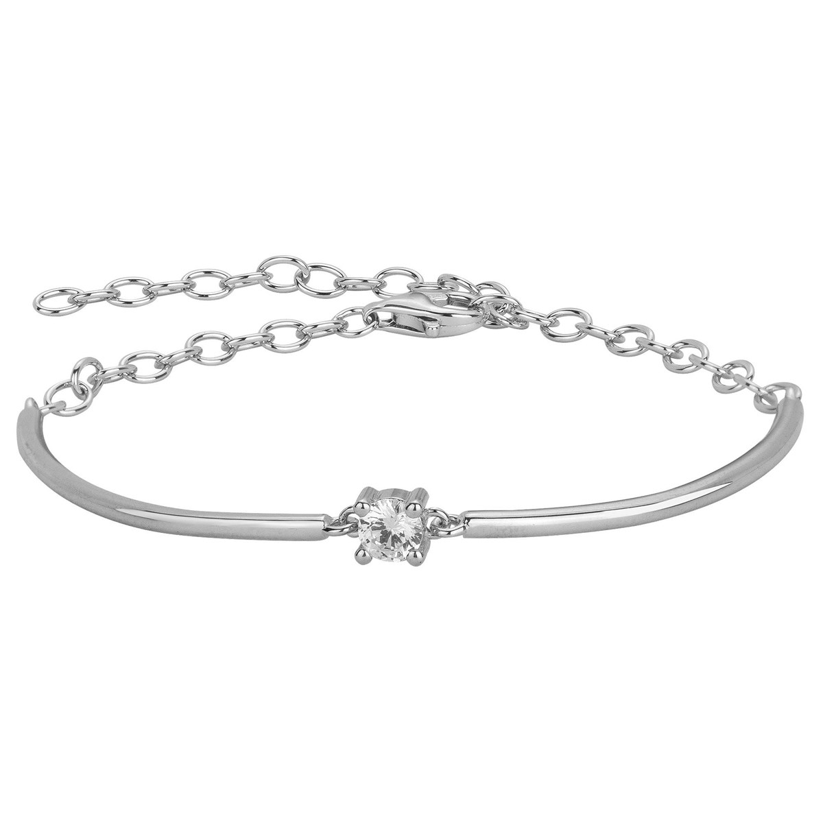 Bracelet semi-rigide en Argent avec oxyde de zirconium blanc