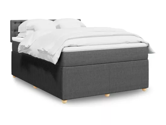 Sommier à lattes de lit avec matelas Gris foncé 140x190cm Tissu