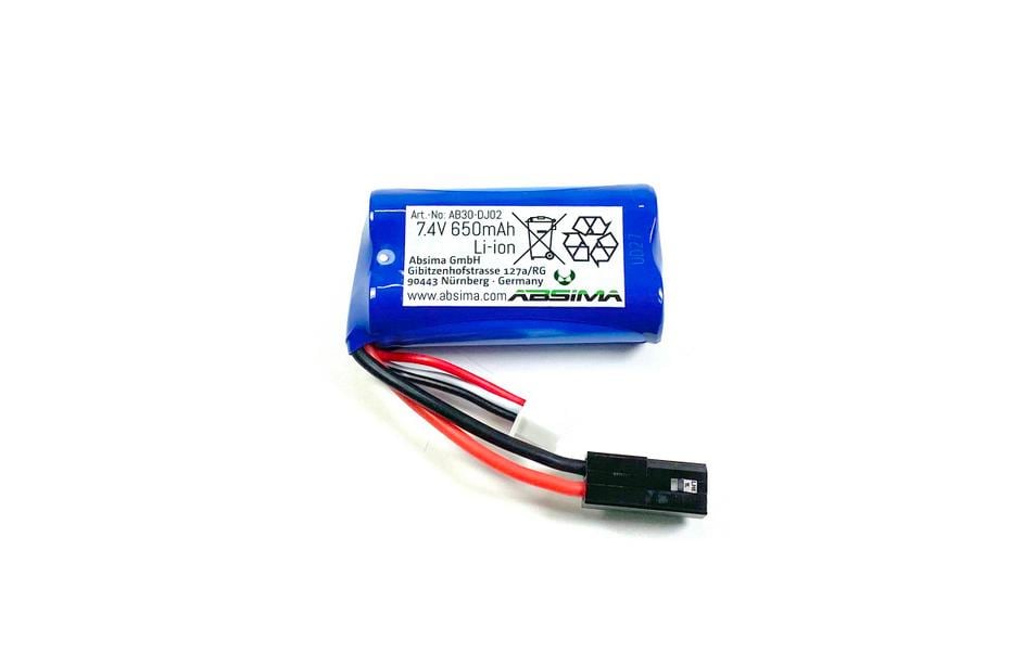 RC-Akku Li-Ion 650 mAh 7.4 VErsatzakku zu Absima 1:16 Fahrzeugen