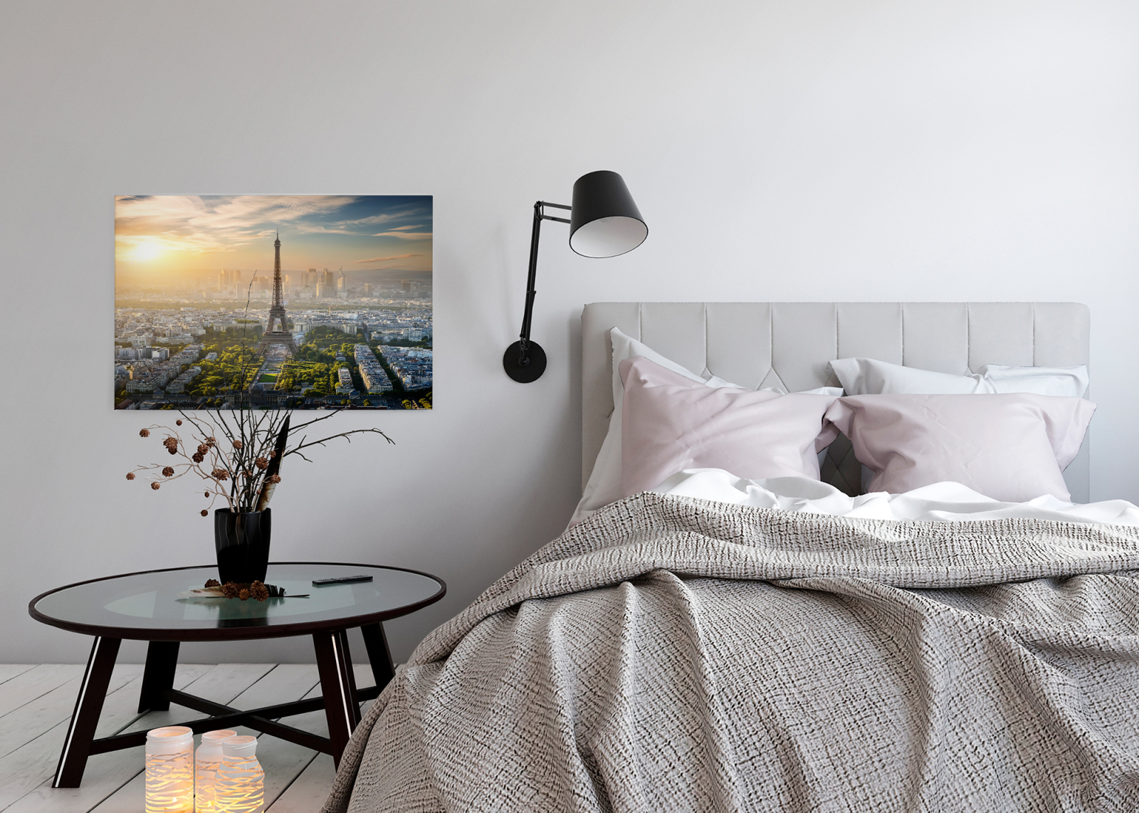 Leinwandbild EIFFELTURM - grau-grün - 90x60 cm