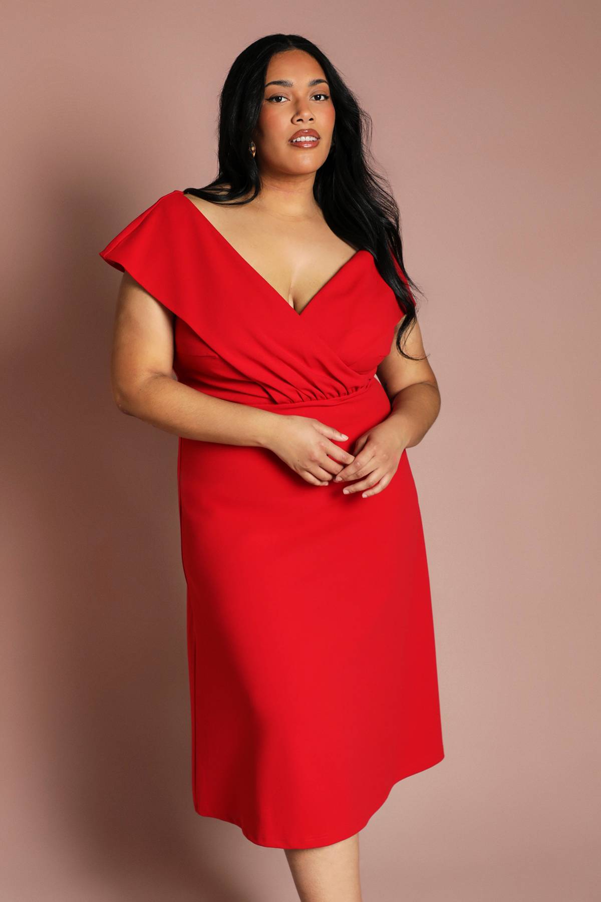Coast Robe Midi Bardot Unie Grande Taille