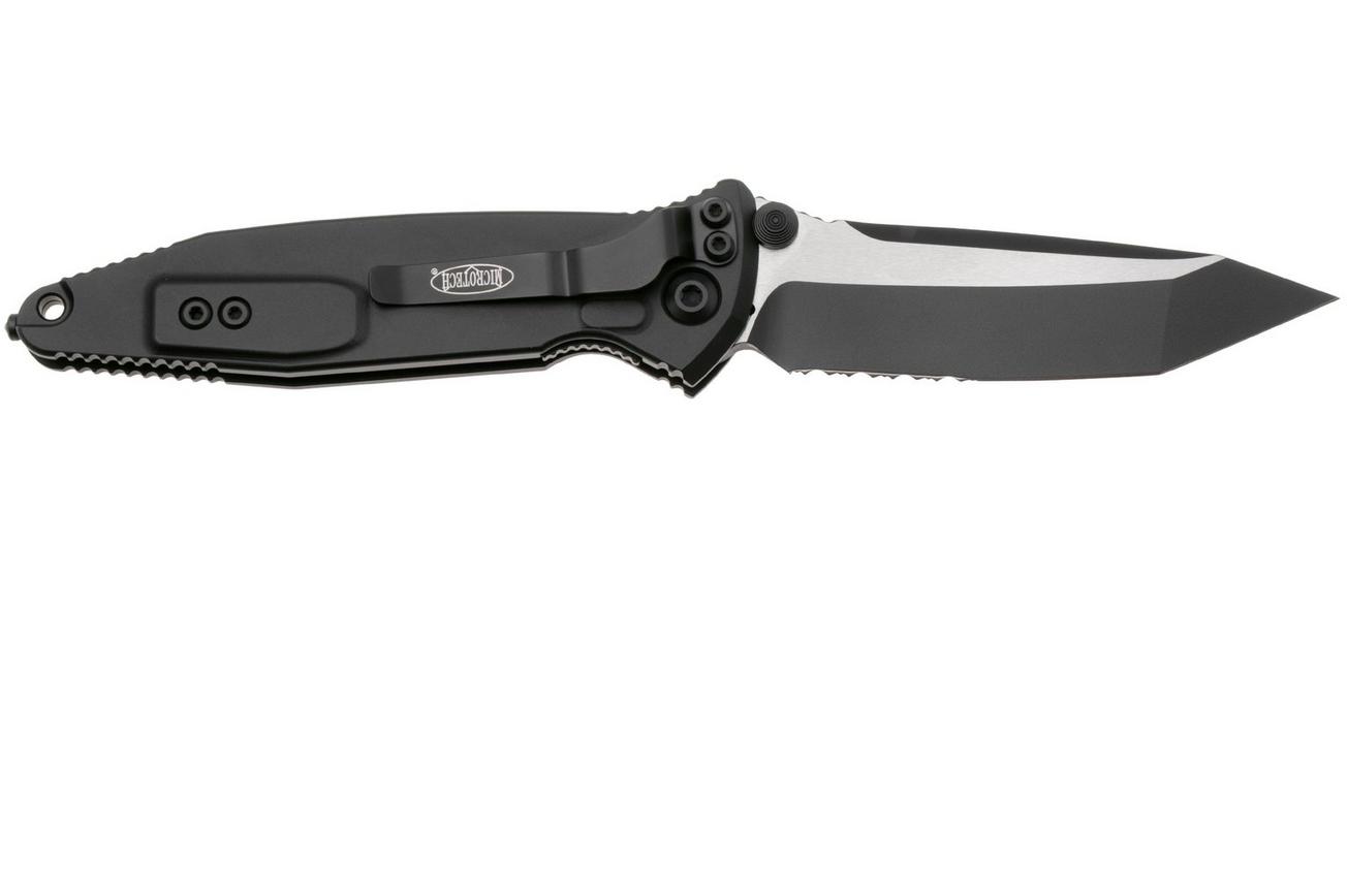 Microtech Socom Elite 161-2T, Two Tone M390 Tanto, Black Aluminum, partly serrated zakmes