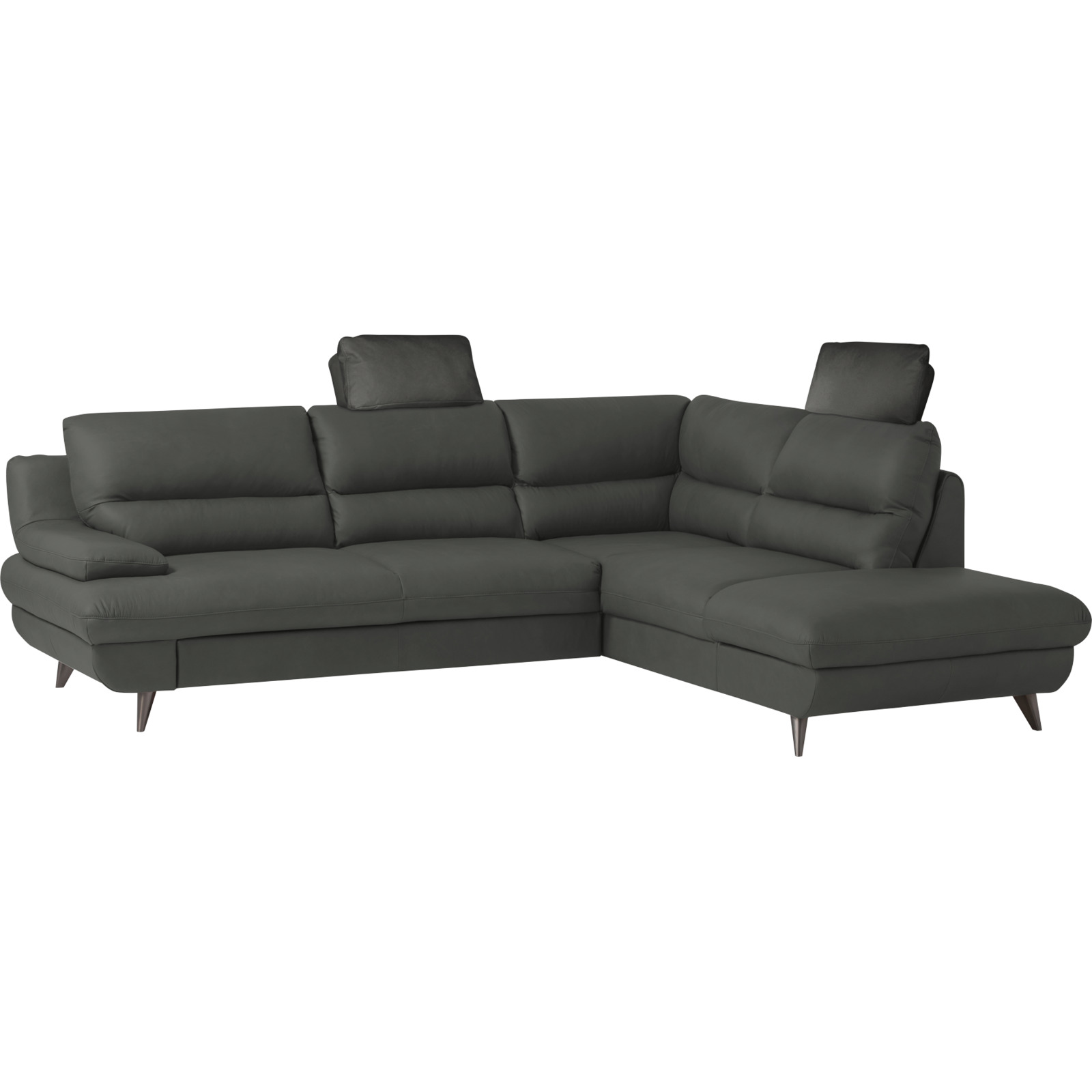 Ecksofa Pike Leder, Ottomane rechts fango