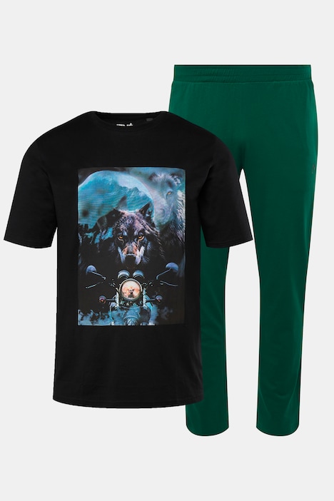 Men+ Schlafanzug, Zweiteiler, T-Shirt, lange Hose, bis 8 XL