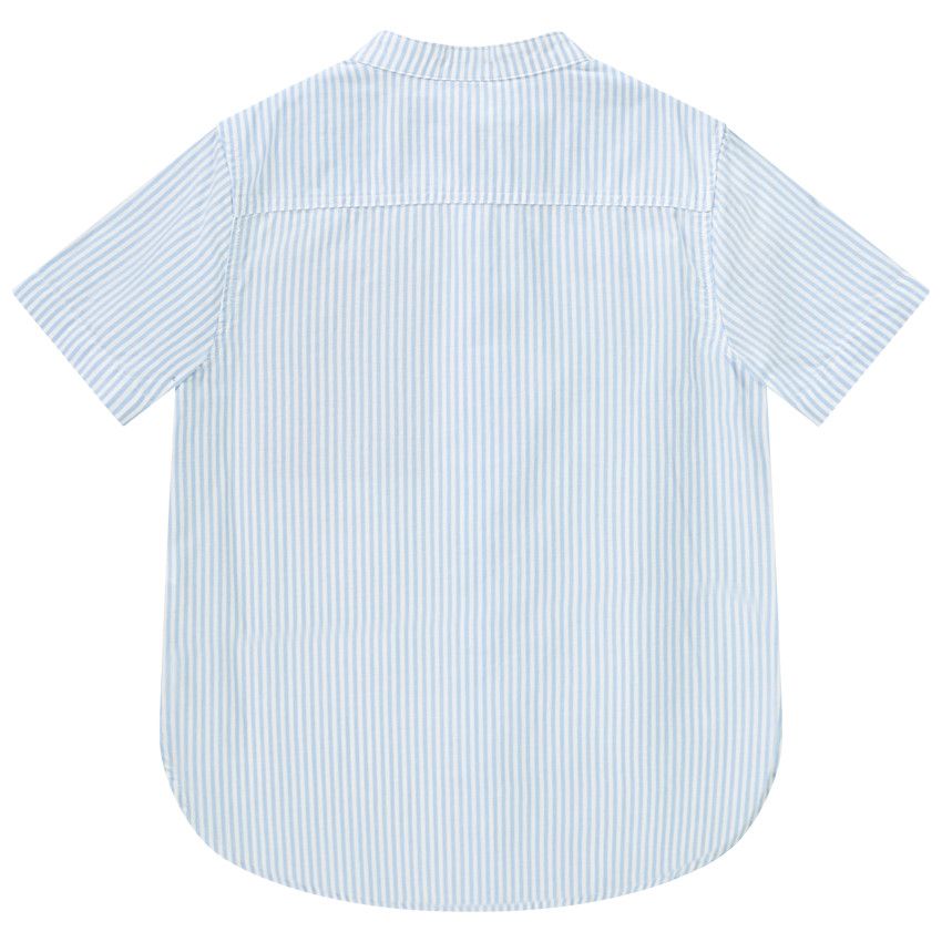Chemise manches courtes à rayures en coton pour garçon - Ecru