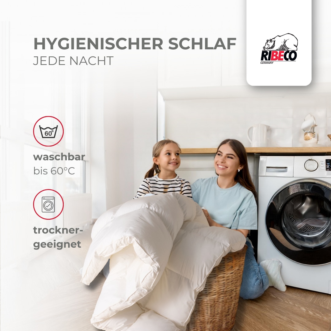 RIBECO Federbettdecke »Laram, Bettdecken für Sommer oder Winter, Made in Germany« warm Füllung 90 % Federn, 10 % Daunen Bezug Baumwolle 1 Stk. tlg. Super Preis-Leistung, Bettdecke 135x200 cm oder 155x220 cm, Decke