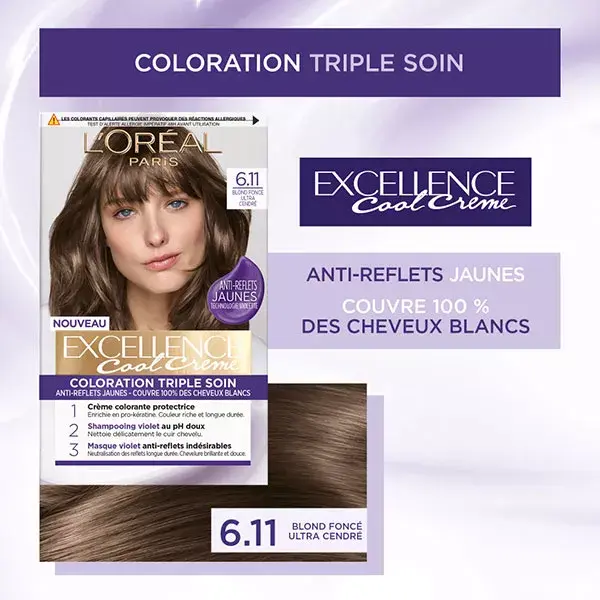 L'Oréal Paris Excellence Cool Crème 6.11 Louro Escuro Ultra Acinzentado