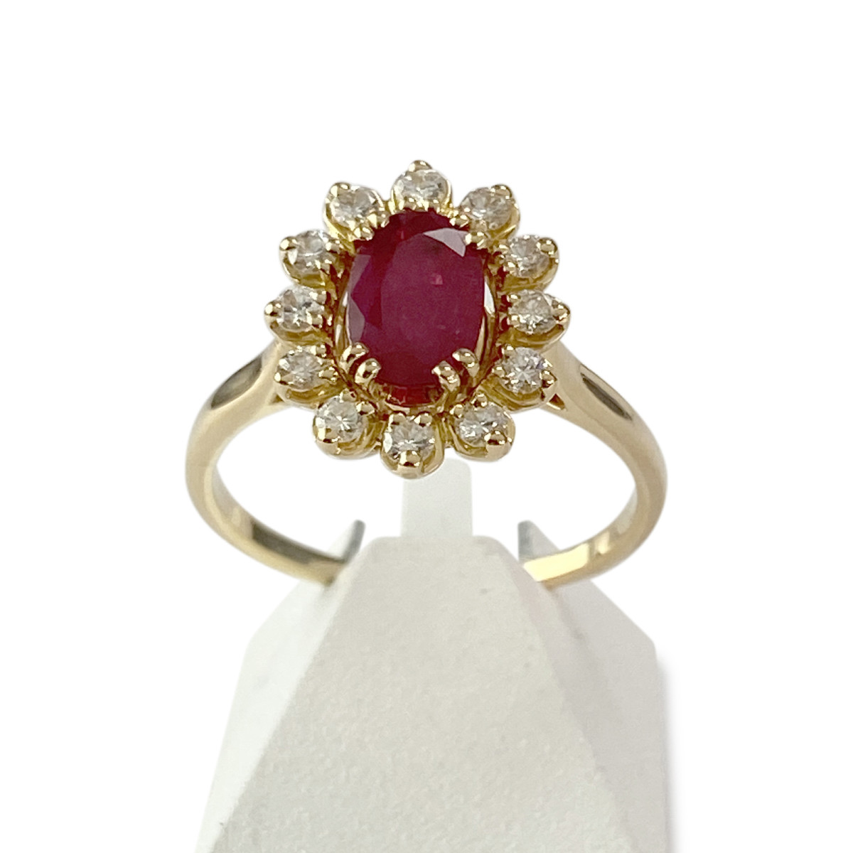 Bague d'occasion or 750 jaune diamants rubis