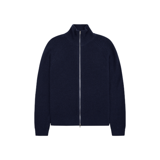 Woodbird Jass Woll Zip Cardigan, Navy, XL