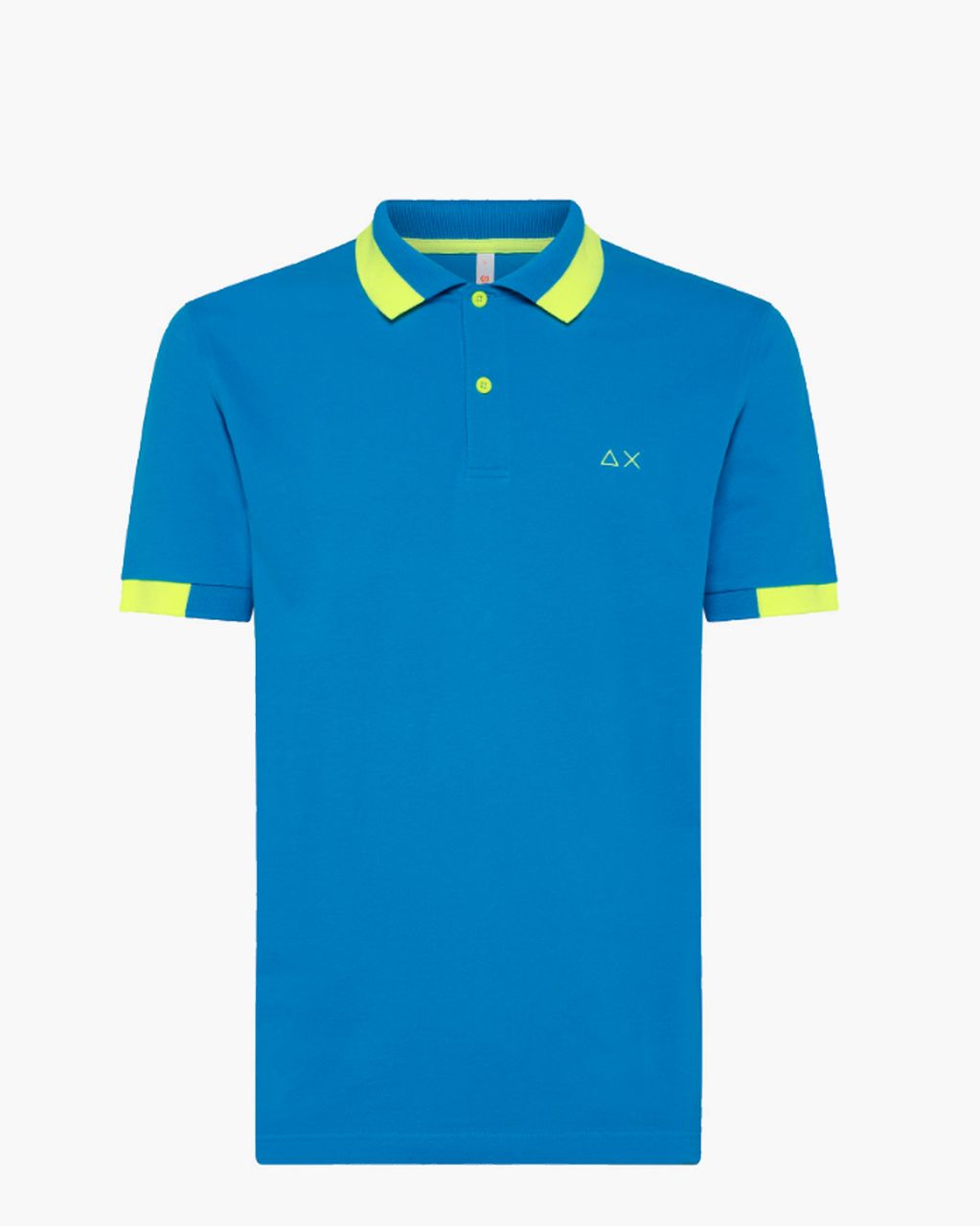 SUN68 Polo Big Stripe Fluo Turquoise Heren Poloshirt
