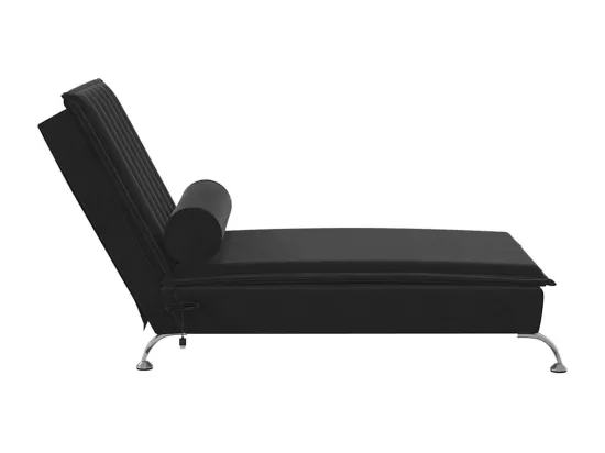Chaise longue de massage avec traversin noir velours