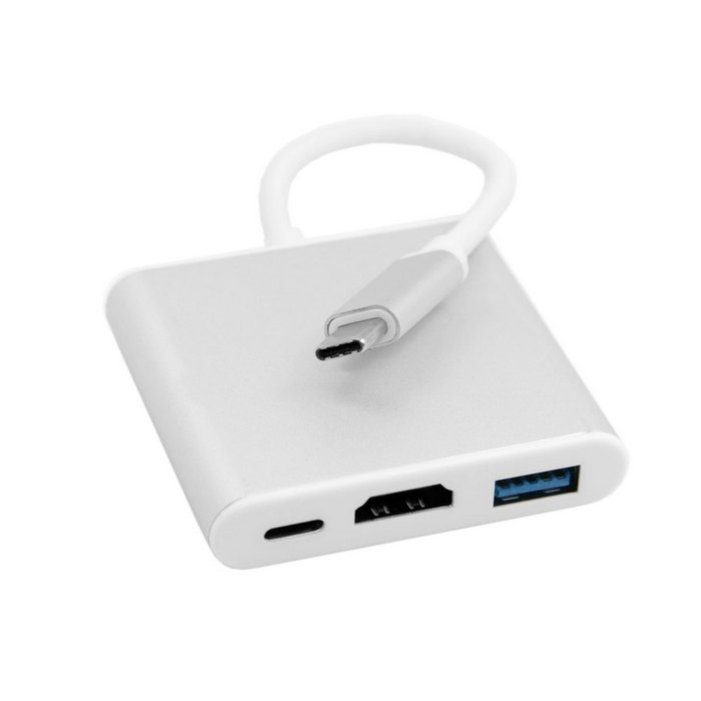 USB C auf HDMI / USB / USB Typ-C Hub Adapter für MacBook / Laptop / PC - Silber