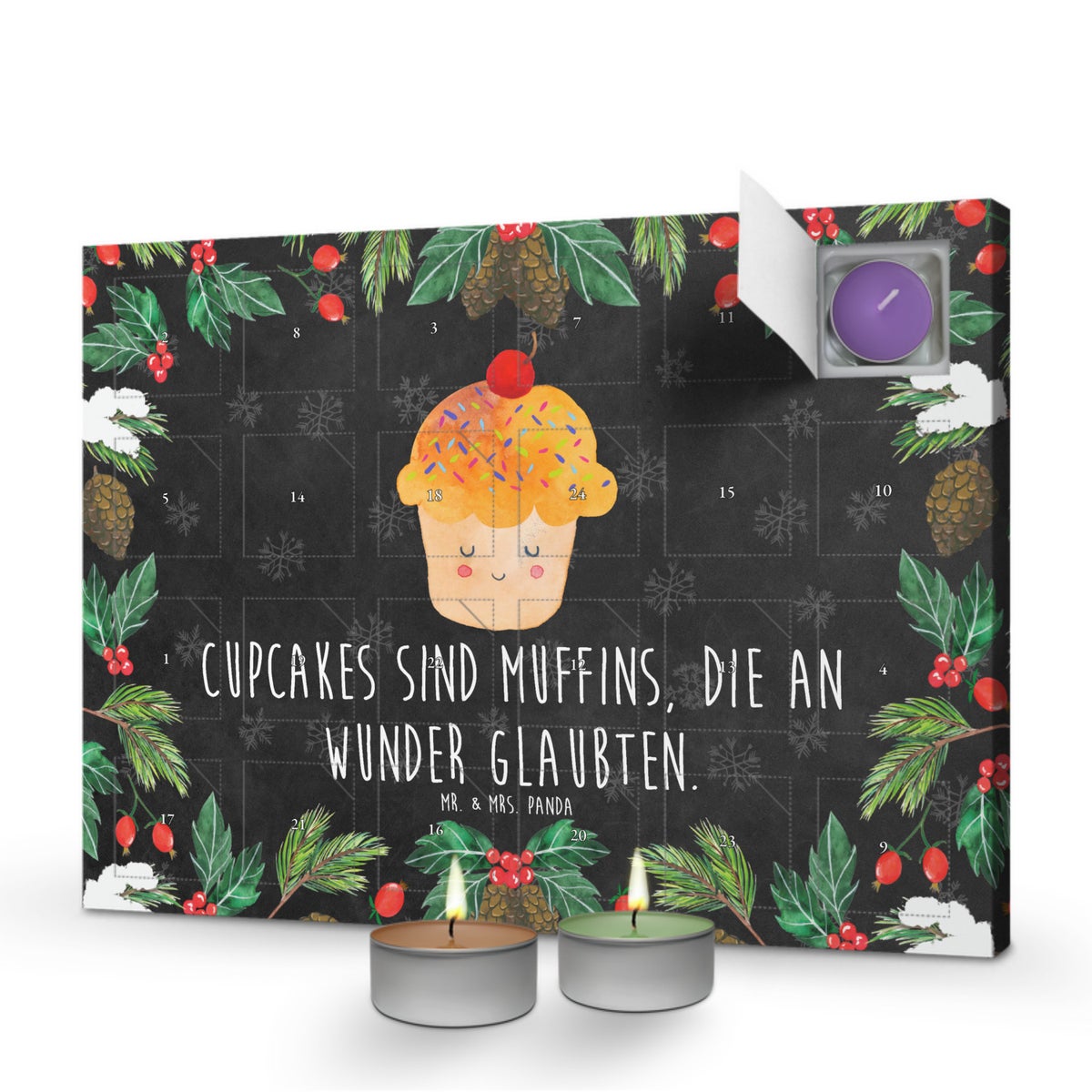 Mr. & Mrs. Panda Geurkaars Adventskalender Cupcake - Zwart