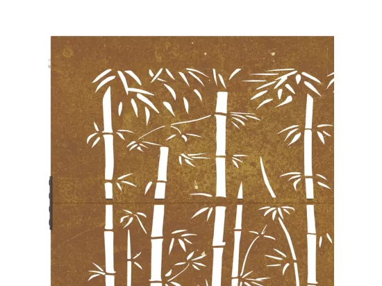Portail de jardin 105x80 cm acier corten design de bambou