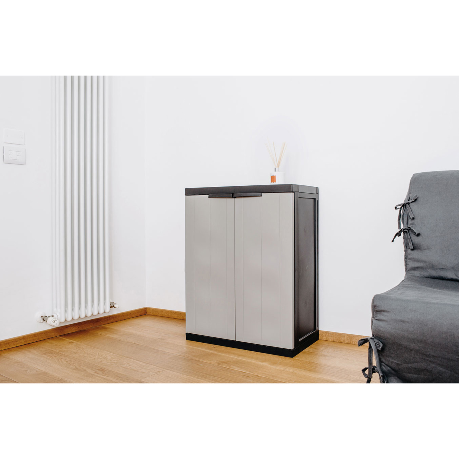 Universal-Beistellschrank - grau-schwarz - 85 cm hoch