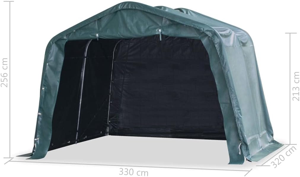 Hommdiy Weidezelt PVC 550 g/m² 3,3×3,2 m Dunkelgrün Weideunterstand Offenstall Weidehütte Pferde Schafe Kühe Unterstand Stall Shelter Stahl
