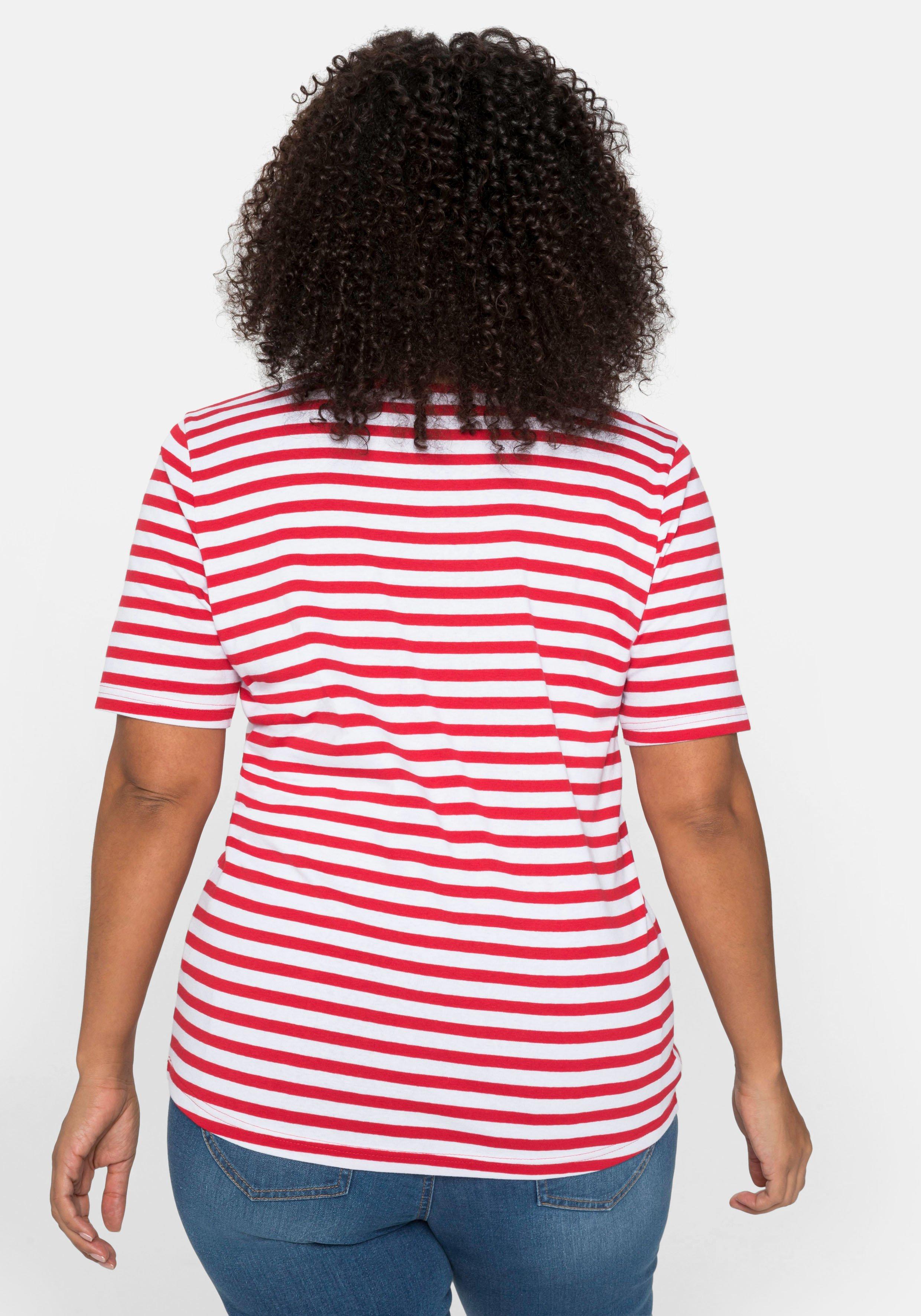 T-Shirt mit Streifen und Rundhalsausschnitt