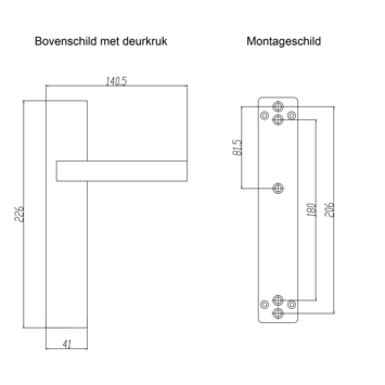 Gamma deurkruk set Florence recht blind schild zwart RVS