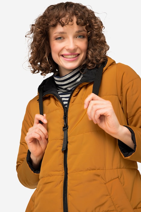 Wende Long-Steppjacke, Kapuze, 2-Wege-Zipper, Daunenoptik-Wattierung, fällt kleiner aus