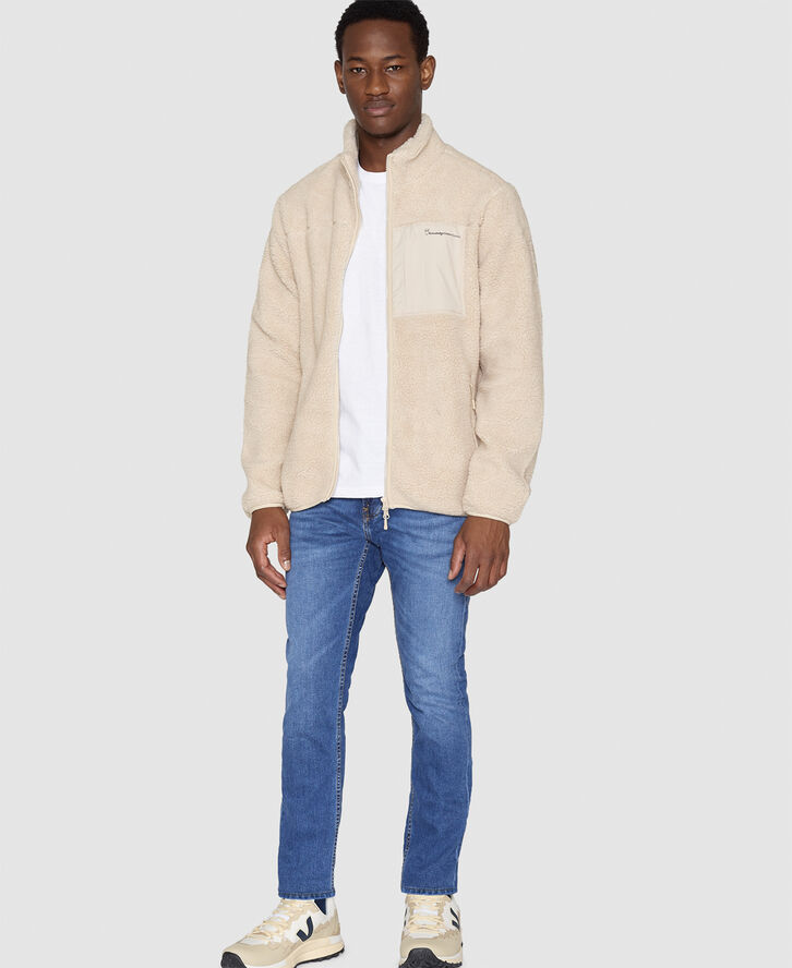 Knowledge Cotton Apparel Teddy fleede zip sweat - GRS/Vegan Item colour