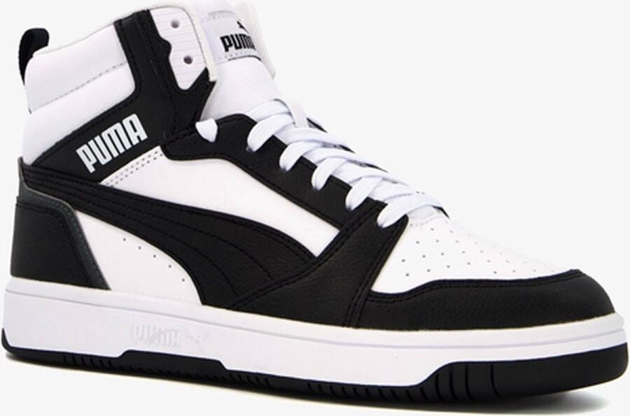 Puma Rebound V6 Mid Jr White Black shadow Gray (gs) Fashion sneakers Schoenen weiß maat: 37.5 beschikbare maaten:37.5 38.5 39