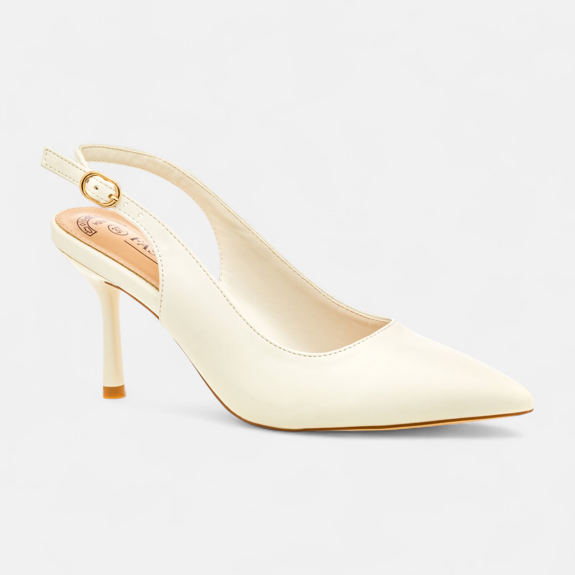 Escarpins avec bride arrière à talon Femme blanc