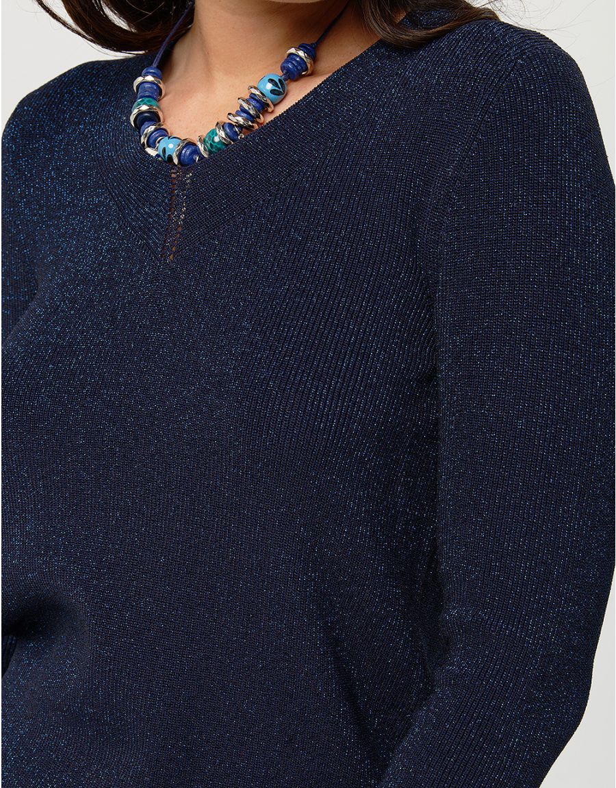 Pull irisé bleu marine