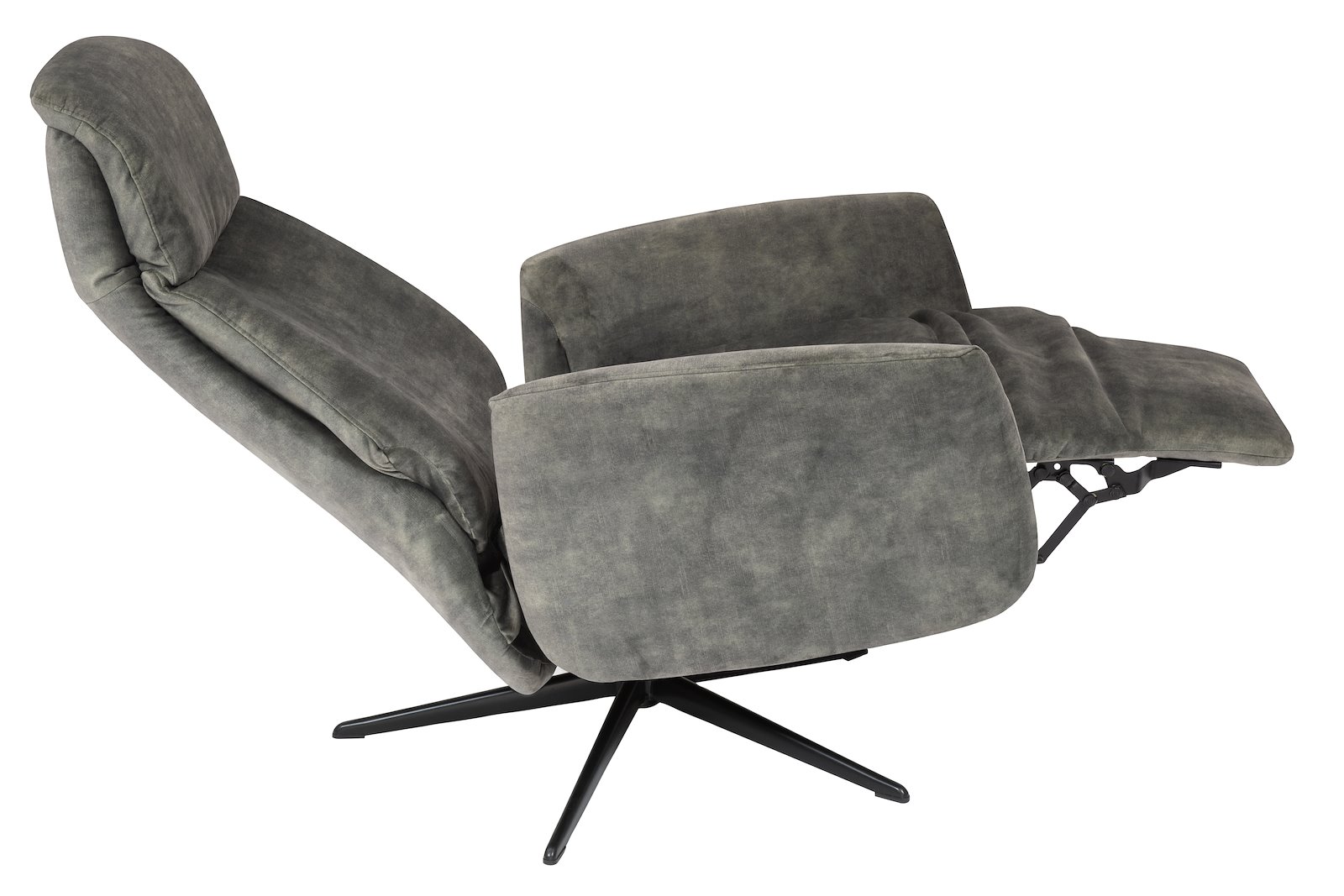 Castor lenestol I tekstil Adore 3154 Hunter. Polaris sokkel i sort og med integrert fothviler. Medium størrelse og manuell funksjon.