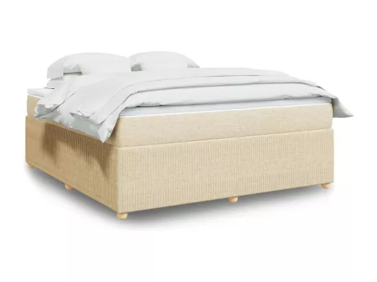 Sommier à lattes de lit avec matelas Crème 180x200 cm Tissu