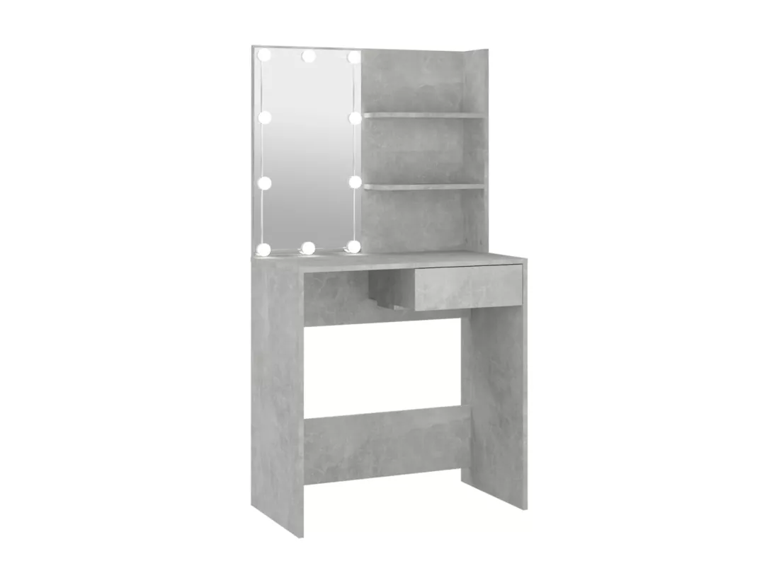 Coiffeuse avec LED Gris béton 74,5x40x141 cm