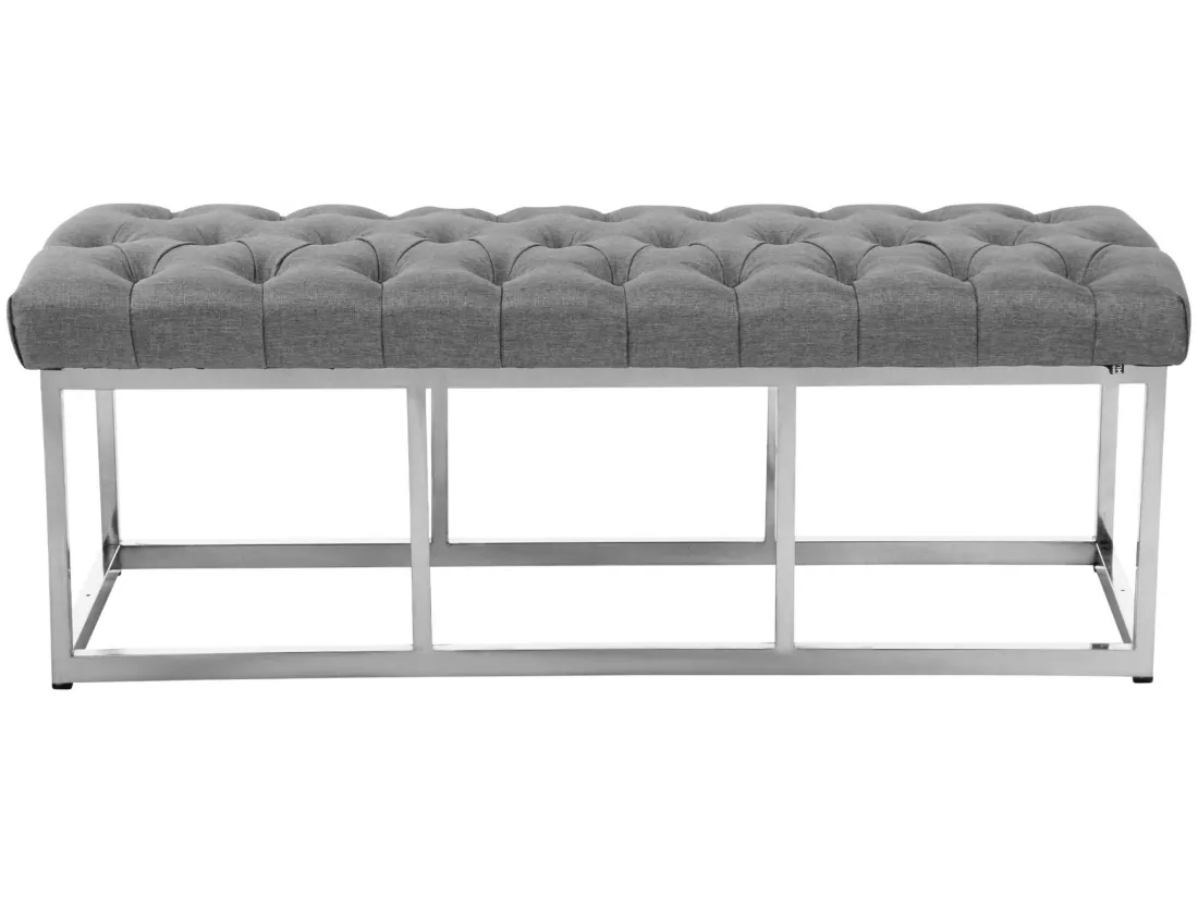 Banquette - Tissu & Acier inoxydable - Gris - Amun