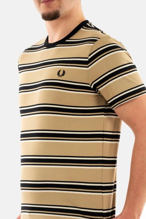 Tee shirt fred perry stripe v19 warmstone/oatml