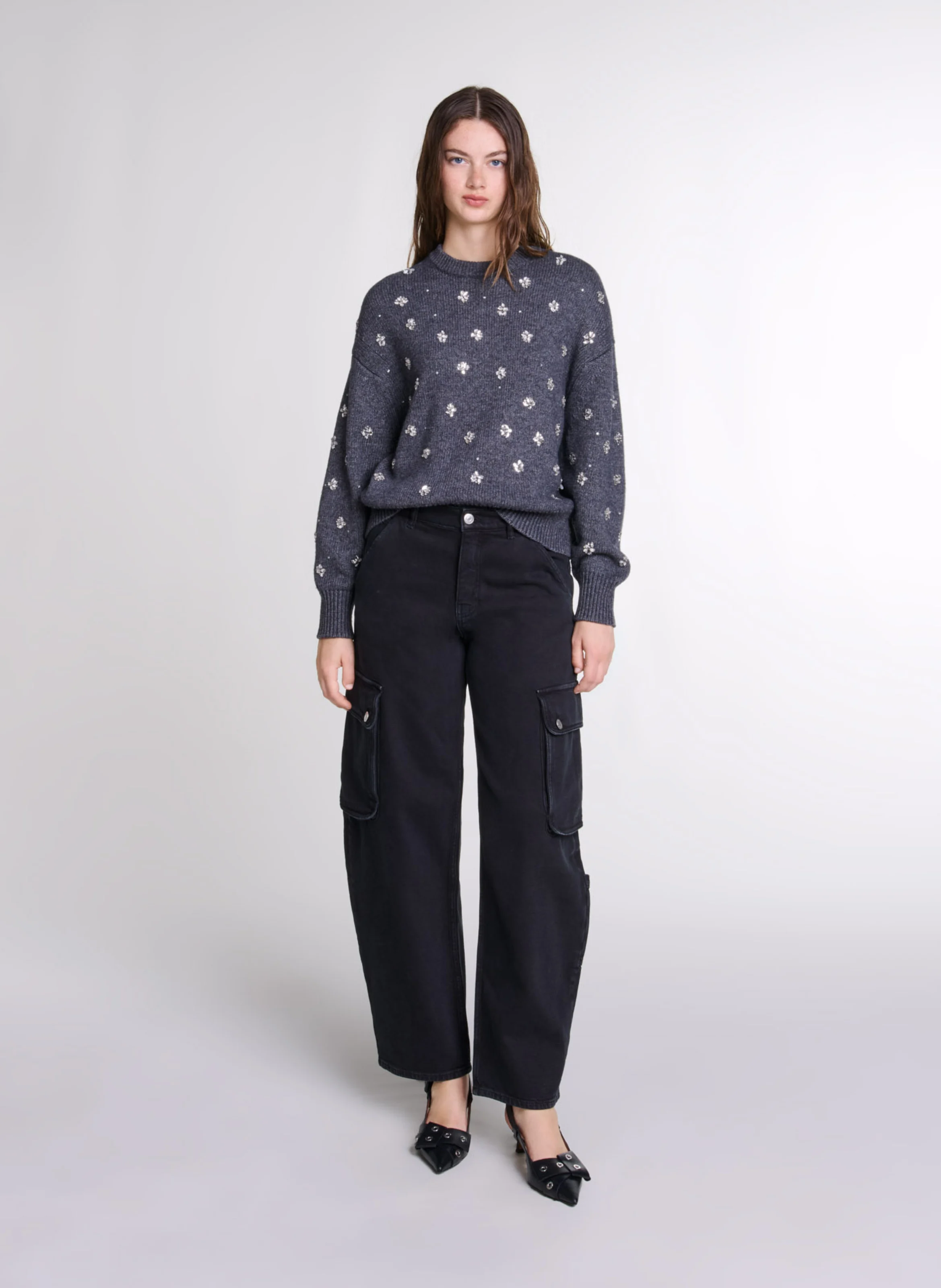 Pull ample en maille | Gris