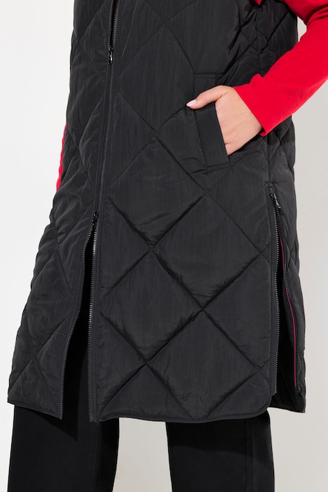 Steppweste, Stehkragen, Kapuze abnehmbar, 2-Wege-Zipper